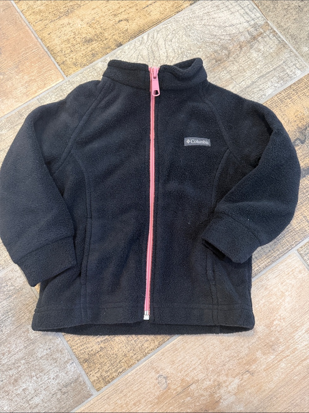 Columbia Black Pink Zip Full Zip Fleece Jacket Size 18-24 months